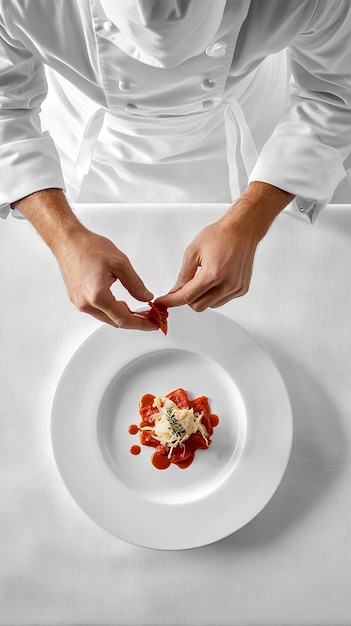 Szef kuchni przygotowujący potrawę
